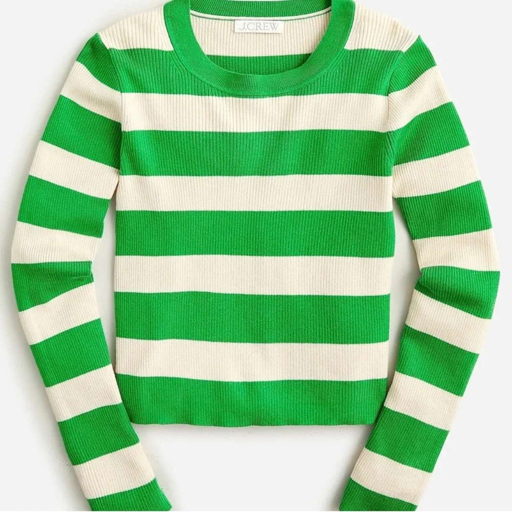J. Crew Rugby Stripe Cropped Ribbed Sweater